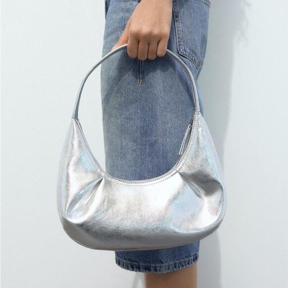 ZARA METALLIC OVAL SHOULDER BAG - Picture 1 of 8